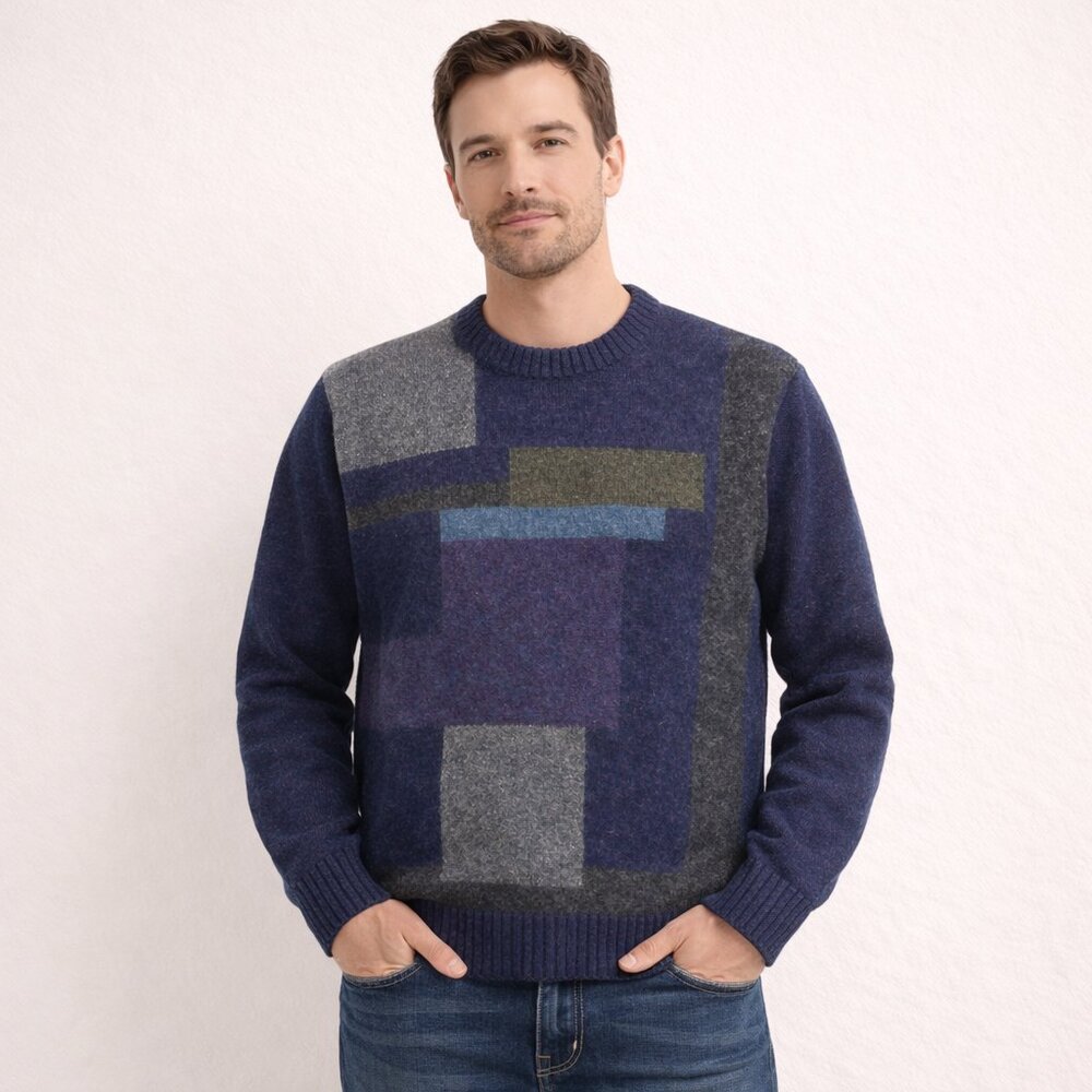 Vintage 90s Cacharel Pure Virgin Wool Intarsia Knit Sweater French Designer